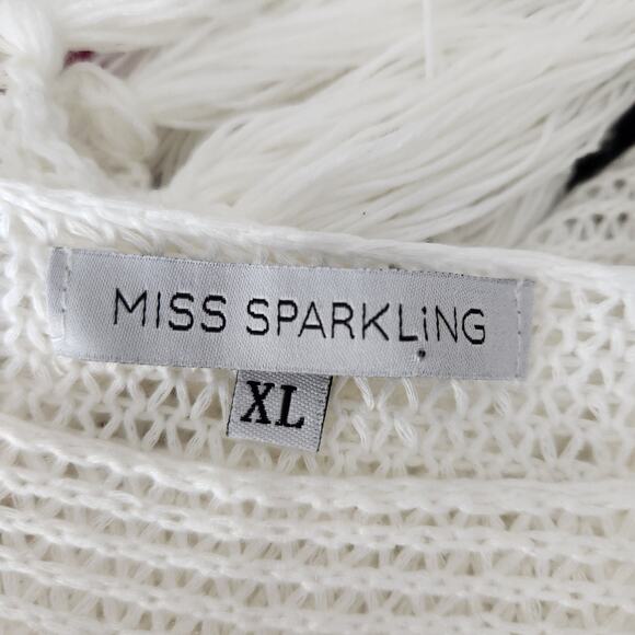 SALE Miss Sparkling Open Knit Crochette Summer Beach Cover Tassel Hem XL - Picture 2 of 6
